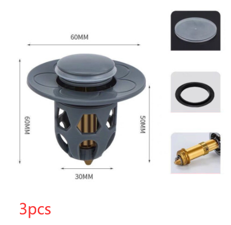 Washbasin Electroplating Drainer Bouncing Core Universal Head Leak-Proof Plug Pool Basin Copper Core Push Type Leaking Plug