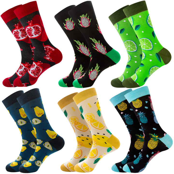 Animal Fruit Geometric Printing Six-color Combination Men's Socks