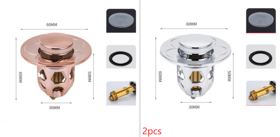 Washbasin Electroplating Drainer Bouncing Core Universal Head Leak-Proof Plug Pool Basin Copper Core Push Type Leaking Plug