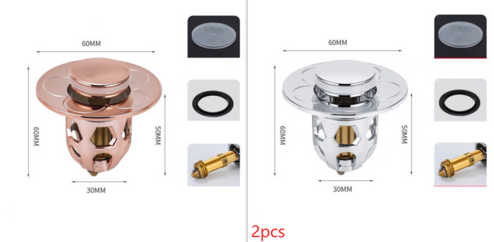 Washbasin Electroplating Drainer Bouncing Core Universal Head Leak-Proof Plug Pool Basin Copper Core Push Type Leaking Plug