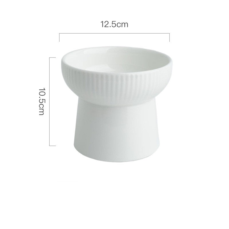High Foot Neck Protection Ceramic Cat Bowl
