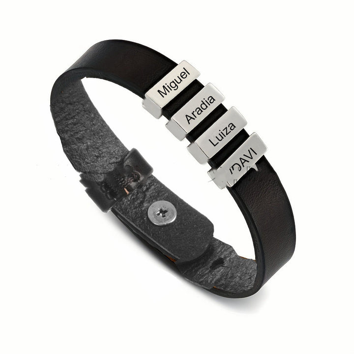 Men's Leather Name Bracelet