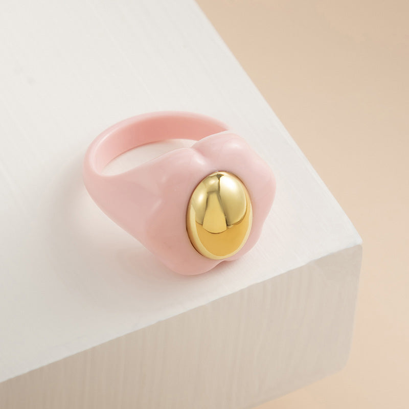 Big Acrylic Colorful Flower Women Ring Aesthetic Jewelry