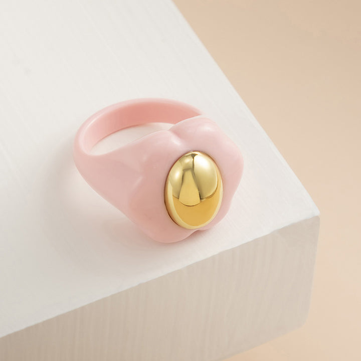 Big Acrylic Colorful Flower Women Ring Aesthetic Jewelry