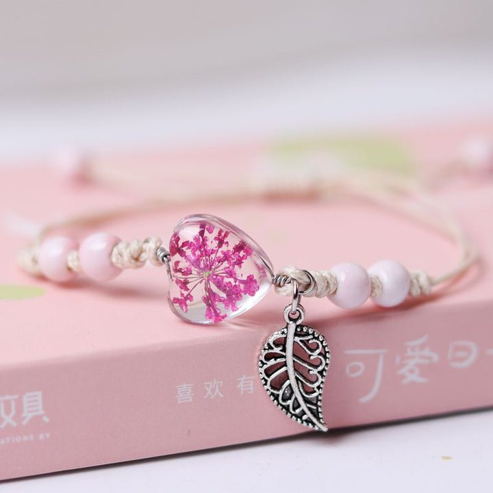 Love Gypsophila Dried Flower Plant Braided Bracelet
