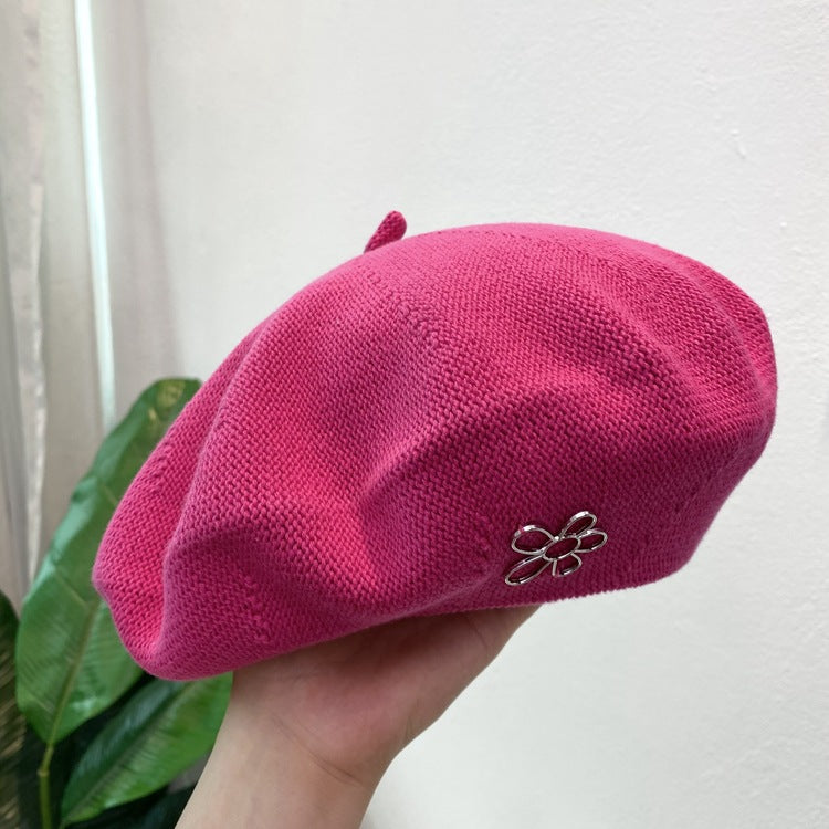 Women's All Match Retro White Rose Red Beret