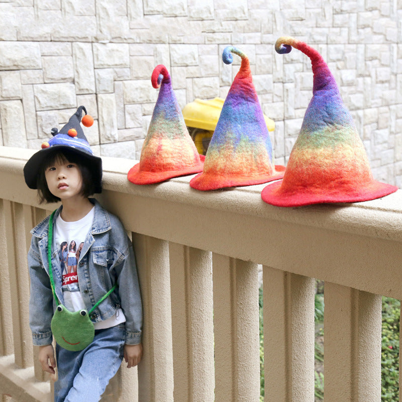 Handmade Wool Felt Hat Autumn And Winter Funny Elf Wizard High Hat