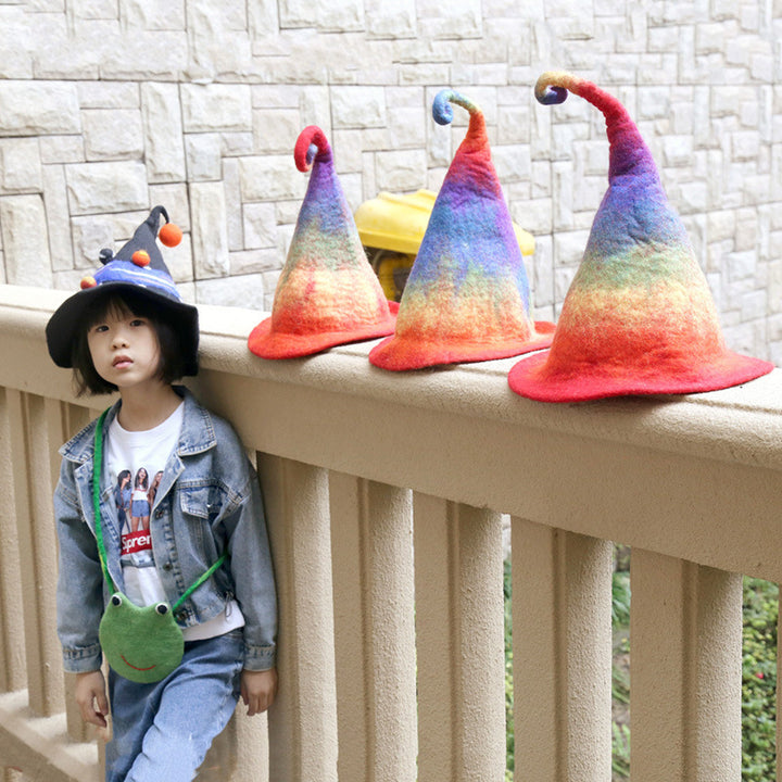 Handmade Wool Felt Hat Autumn And Winter Funny Elf Wizard High Hat