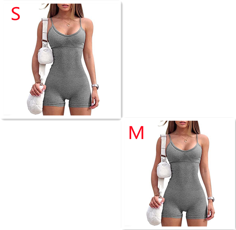 Spaghetti Strap Shorts Jumpsuit Sports Yoga Workout Tight Romper Women Fashion Fitness Sportwear