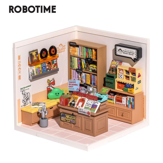 Robotime Rolife Super Creator Daily Plastic DIY Miniature House Cafe Energy Supply Store Building Block Sets English Version DW