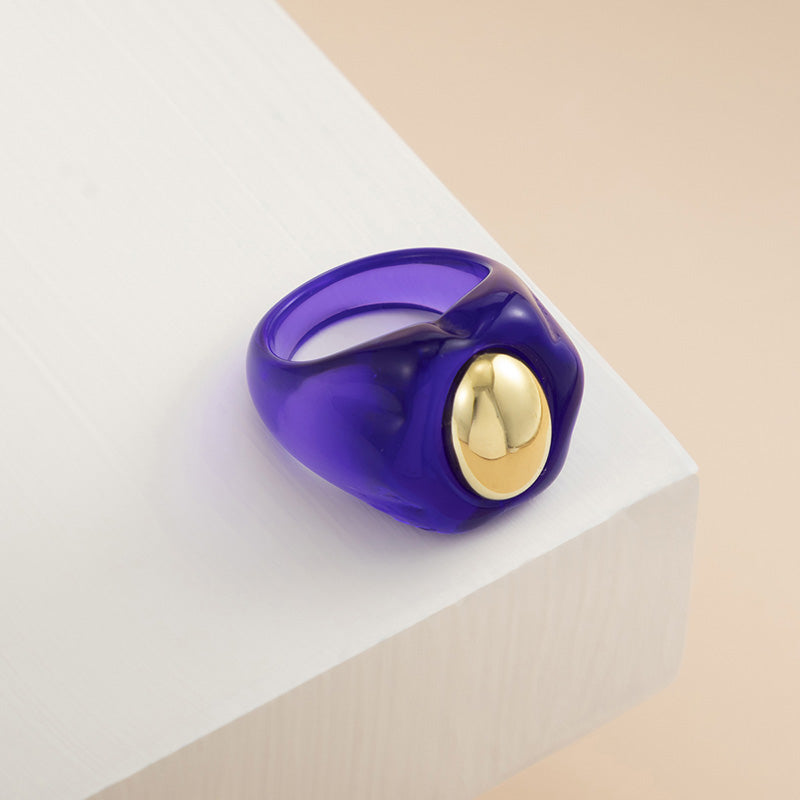 Big Acrylic Colorful Flower Women Ring Aesthetic Jewelry
