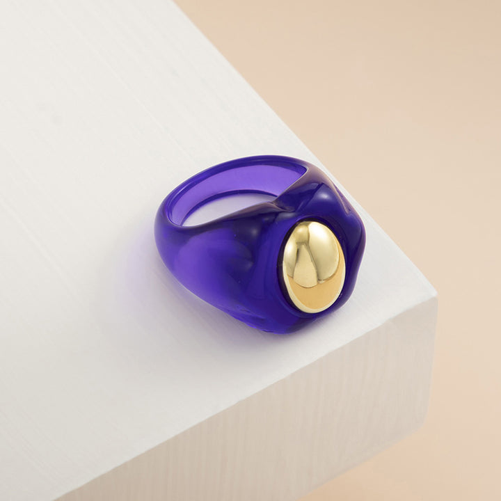 Big Acrylic Colorful Flower Women Ring Aesthetic Jewelry