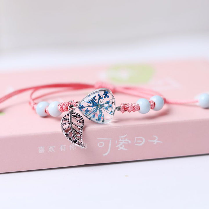 Love Gypsophila Dried Flower Plant Braided Bracelet