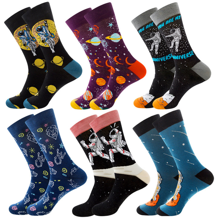 Animal Fruit Geometric Printing Six-color Combination Men's Socks