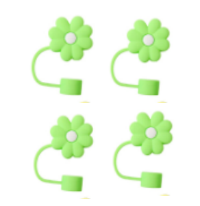 Colorful 4pcs Silicone Straw Covers Cap Set Flower Design For 10mm Straws