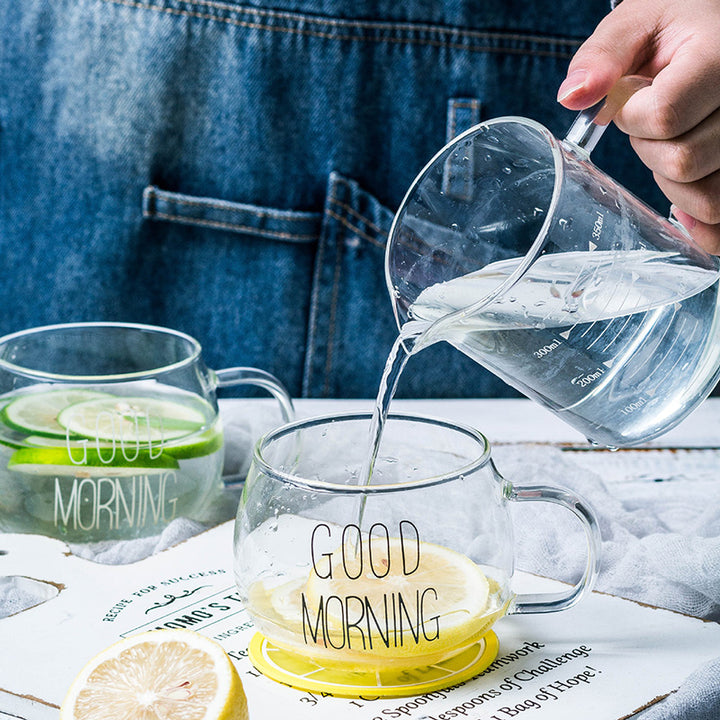 Pyrex Glass With Put Milk Cup Breakfast Cup